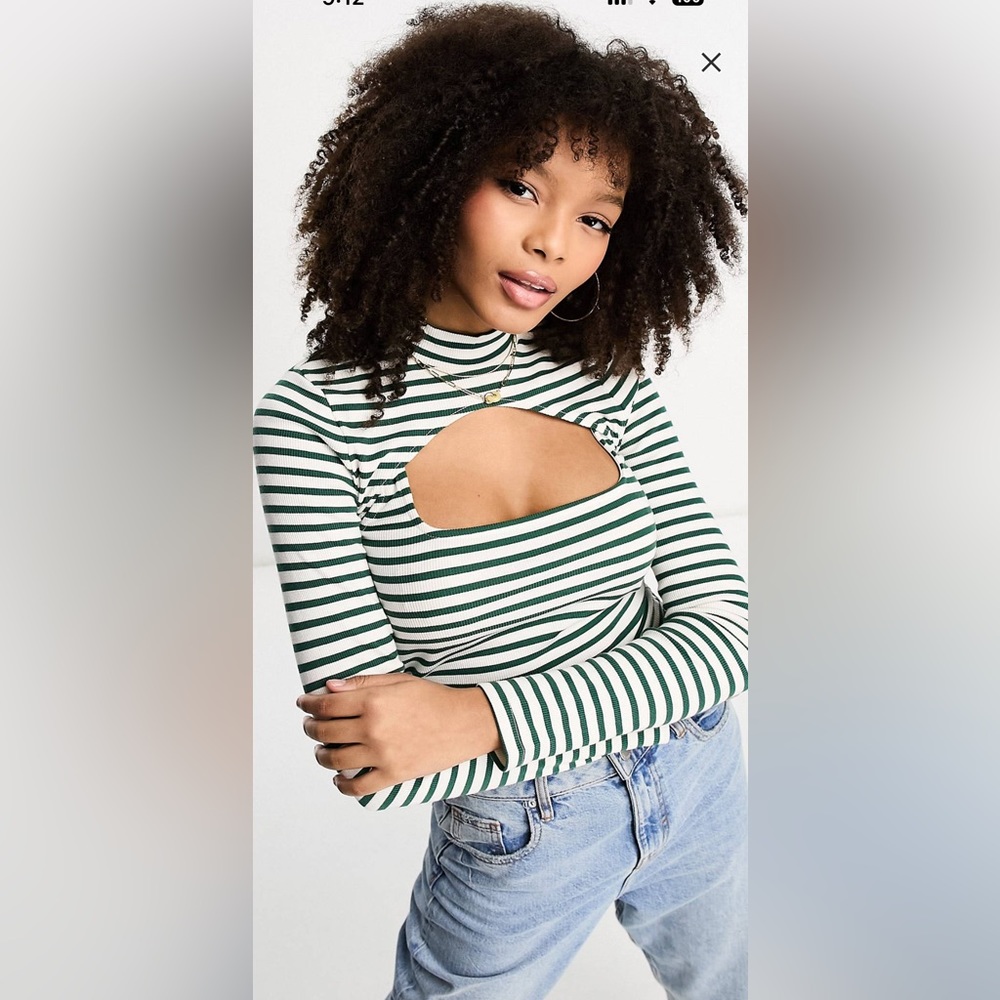 ASOS DESIGN 2 in 1 long sleeve ribbed top with cutout